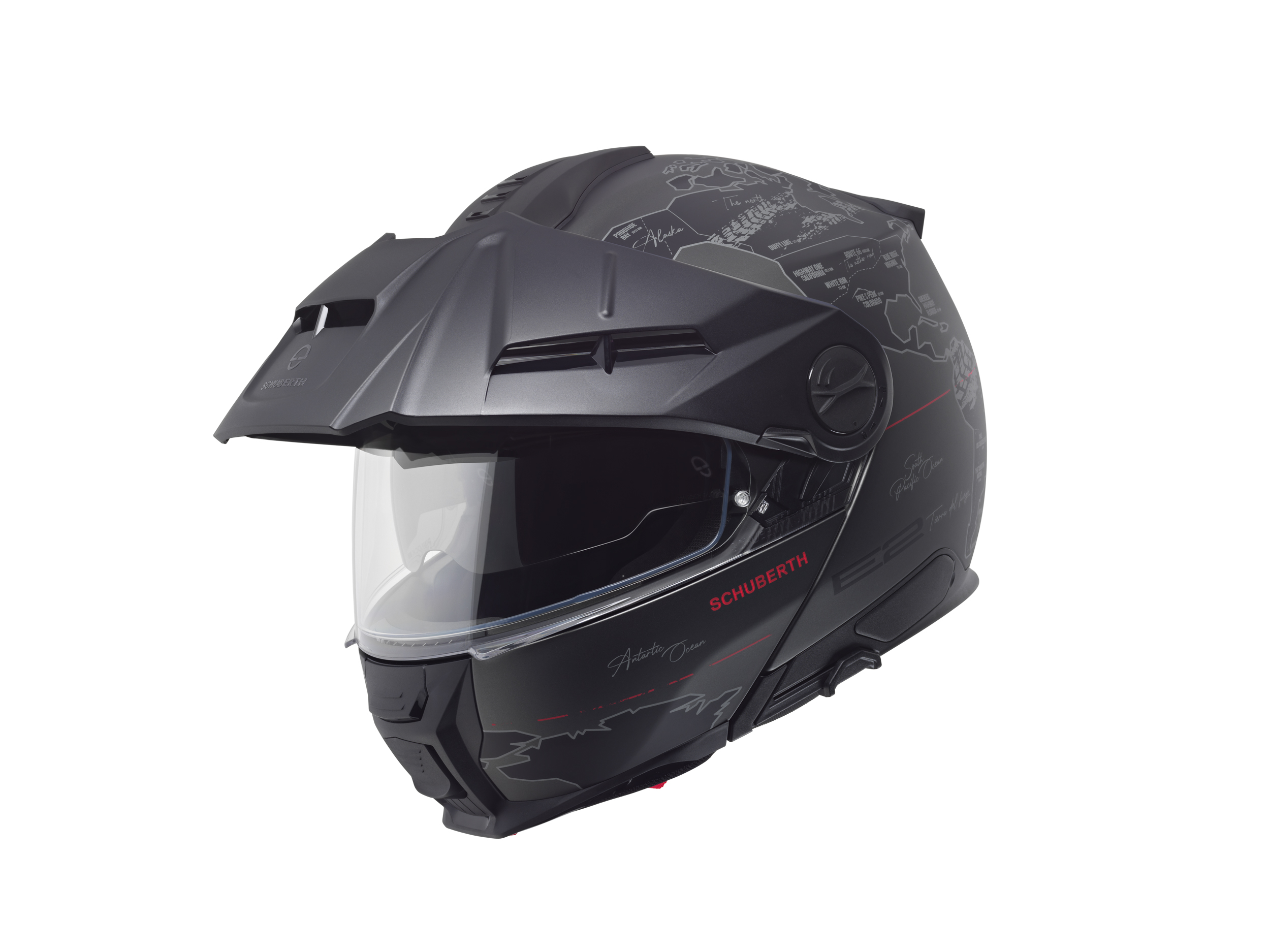 Schuberth Hjälm E2 Atlas mattsvart/röd S 55