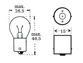 Glödlampa 12v 15w Ba 15s